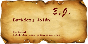 Barkóczy Jolán névjegykártya